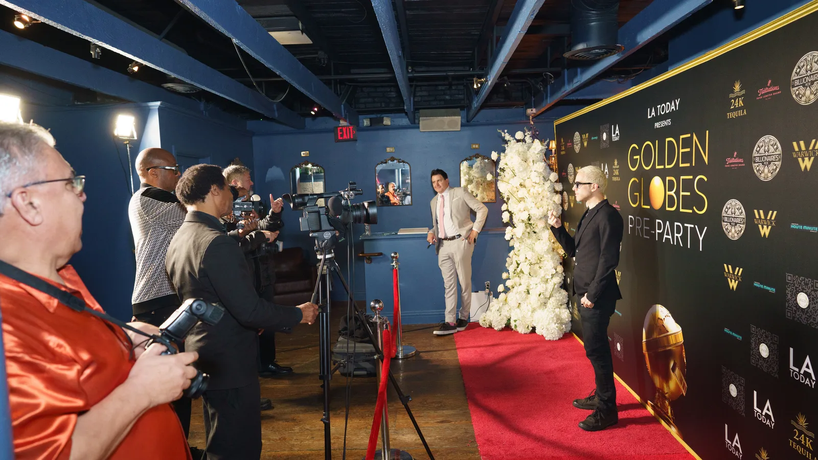 Press and photographers lining the carpet at LA Today's Golden Globes Pre-Party