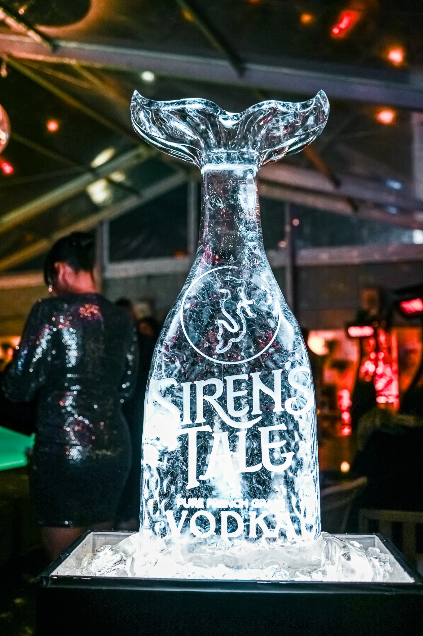 A branded vodka ice sculpture at LA Today's Golden Globes Pre-Party